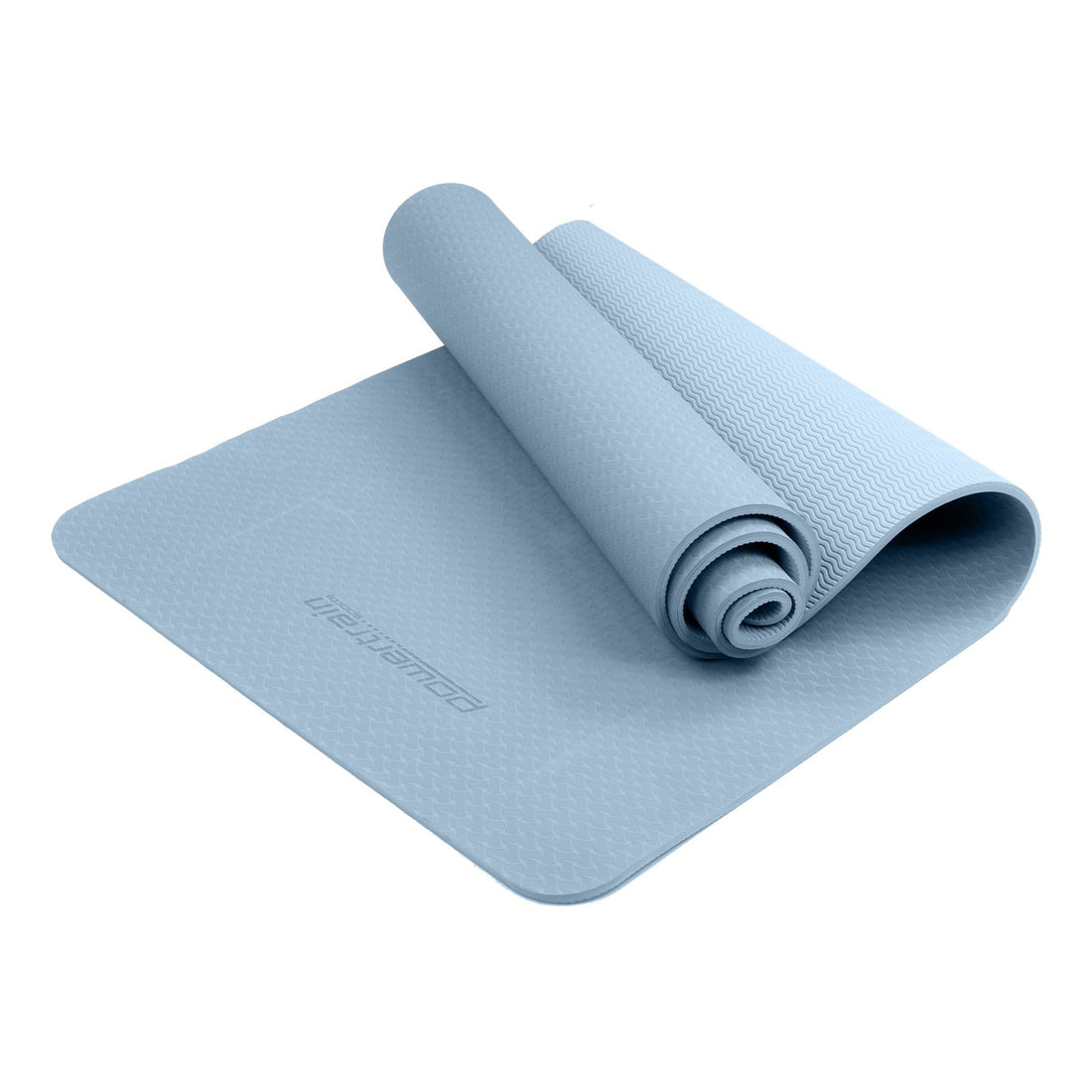Powertrain Eco-Friendly Non-Slip Yoga Mat 6mm Sky Blue with Carry Strap