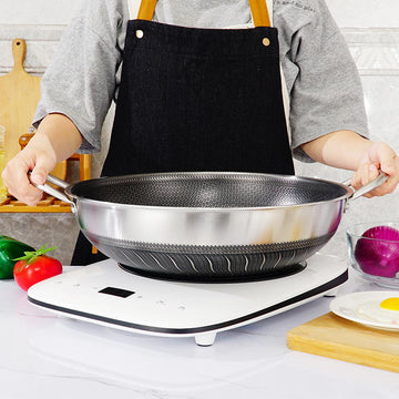 316 Stainless Steel Honeycomb Non-stick Wok 38cm Double Handles
