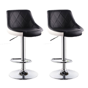 Gas Lift Bar Stools Set of 2 PU Leather Black