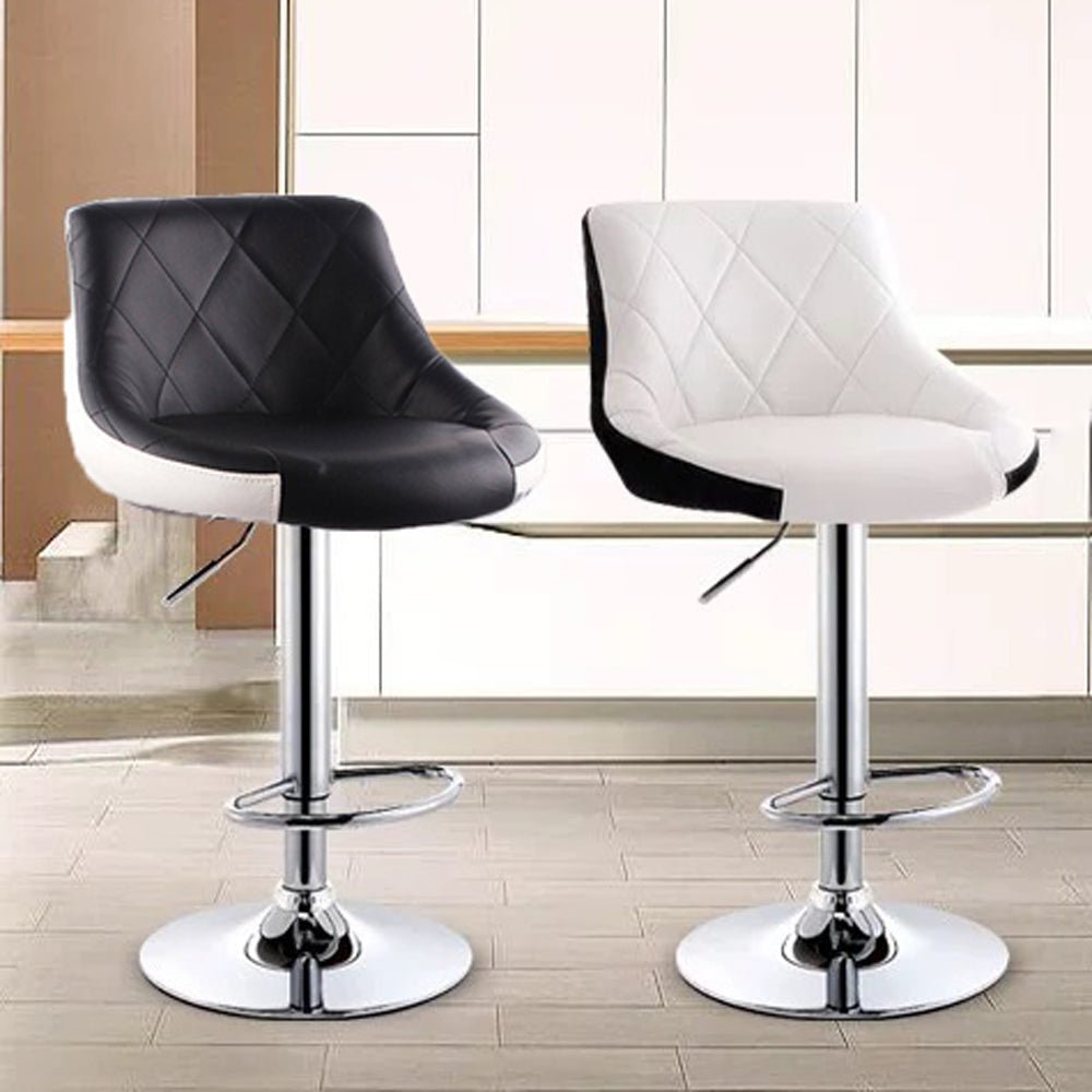 Gas Lift Bar Stools Set of 2 PU Leather Black