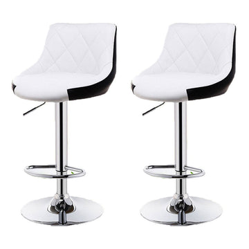Bar Stools Gas Lift Height Adjustable Swivel White Set of 2
