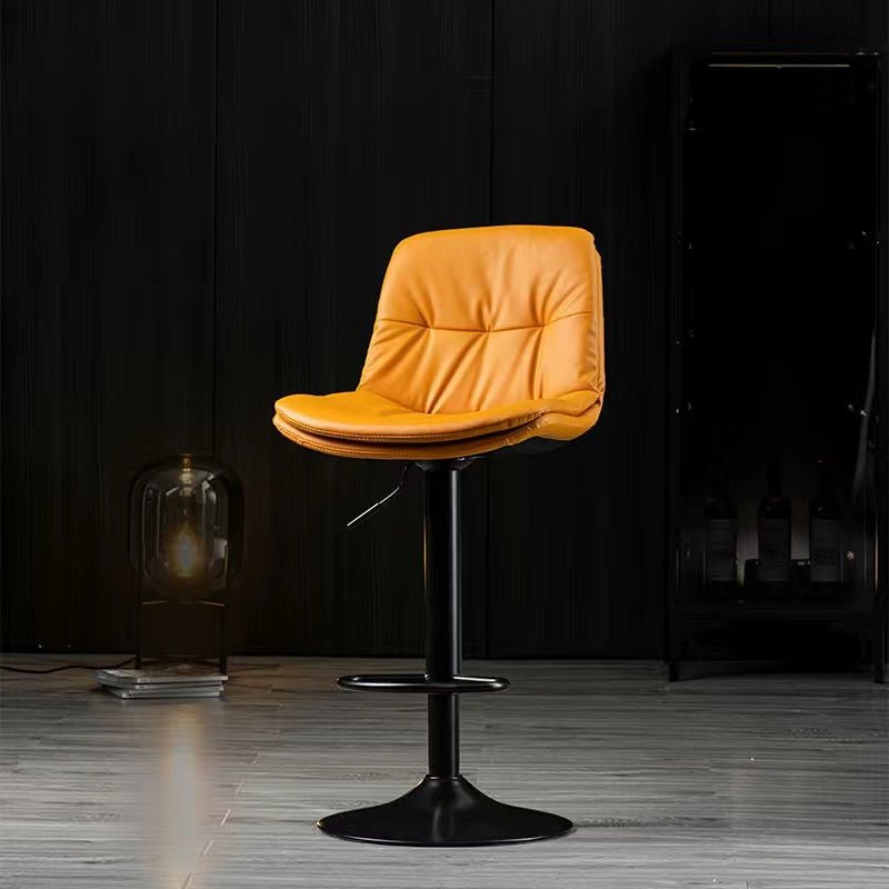 Gas Lift Bar Stools Set of 2 PU Leather Backrest Grey