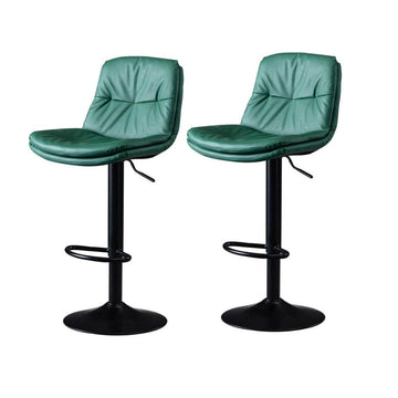 SERENITà Bar Stool Green PU Leather Swivel Gas Lift 61-83cm
