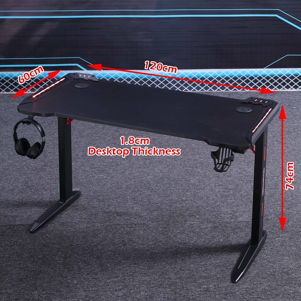 Vortaz RGB Gaming Desk Carbon Fiber Desktop K-Shaped Legs 140cm