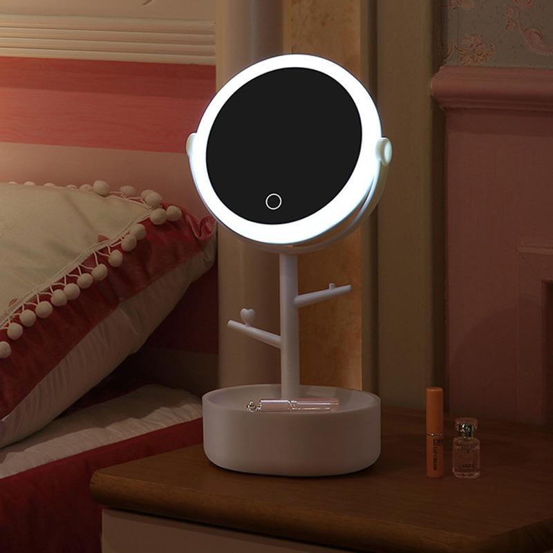 Ecoco LED Makeup Mirror USB Touch Screen Pink