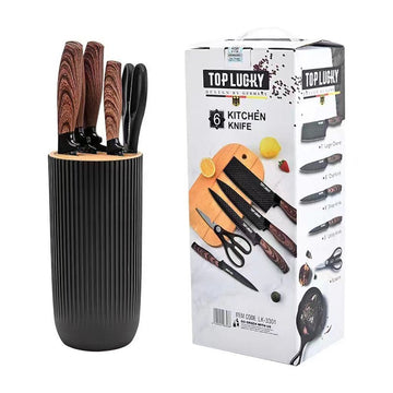 Kitchen Knife Set 6-Piece Non-Stick Stainless Steel with Block