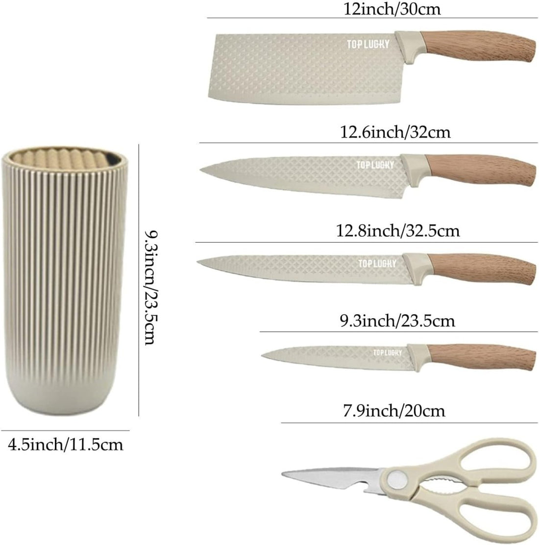 Kitchen Knife Set 6-Piece Non-Stick Stainless Steel with Block