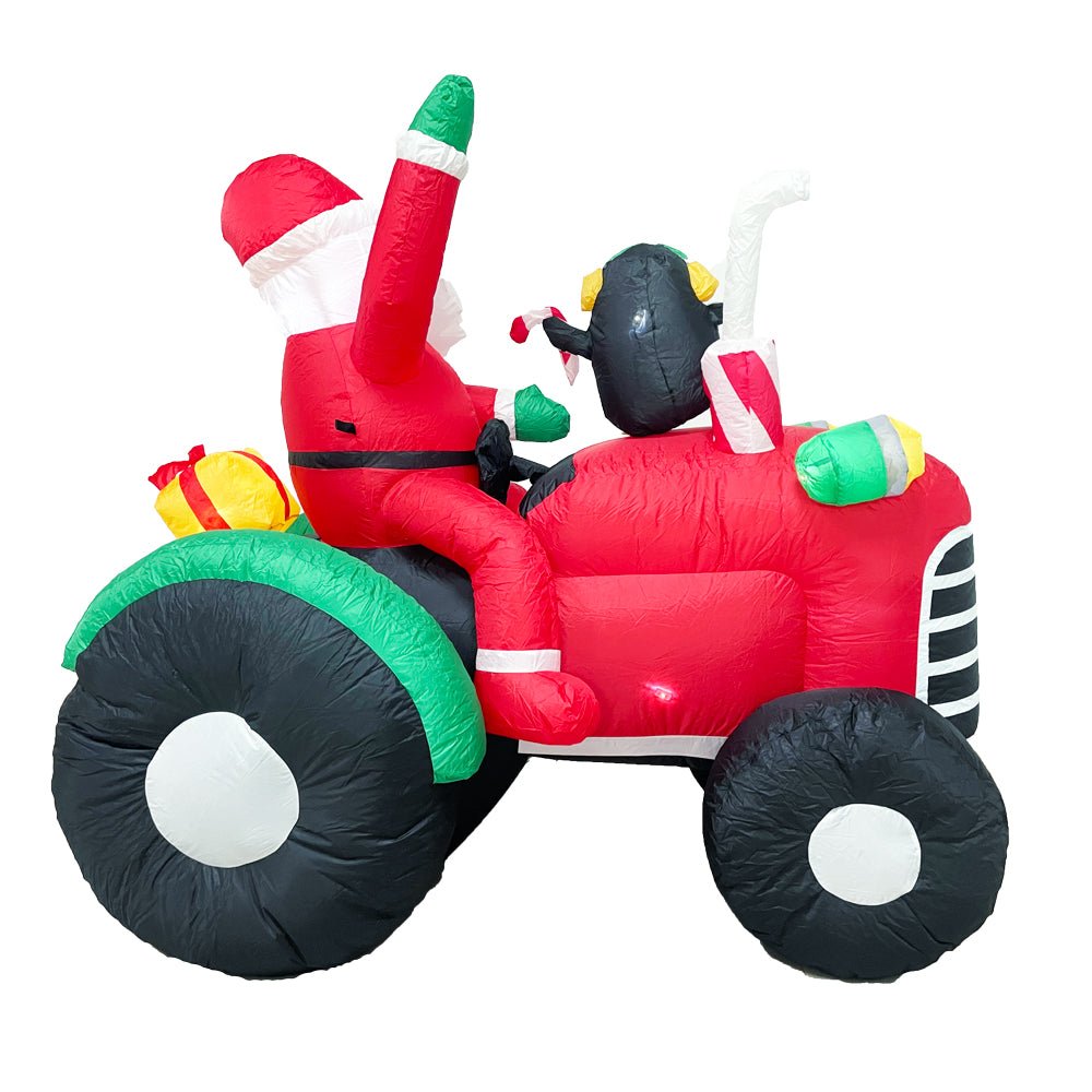 Christmas Inflatable Santa on Tractor with LED Penguin Lights 1.8m