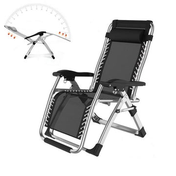 Outdoor Sun Lounger Recliner Adjustable Folding Silver