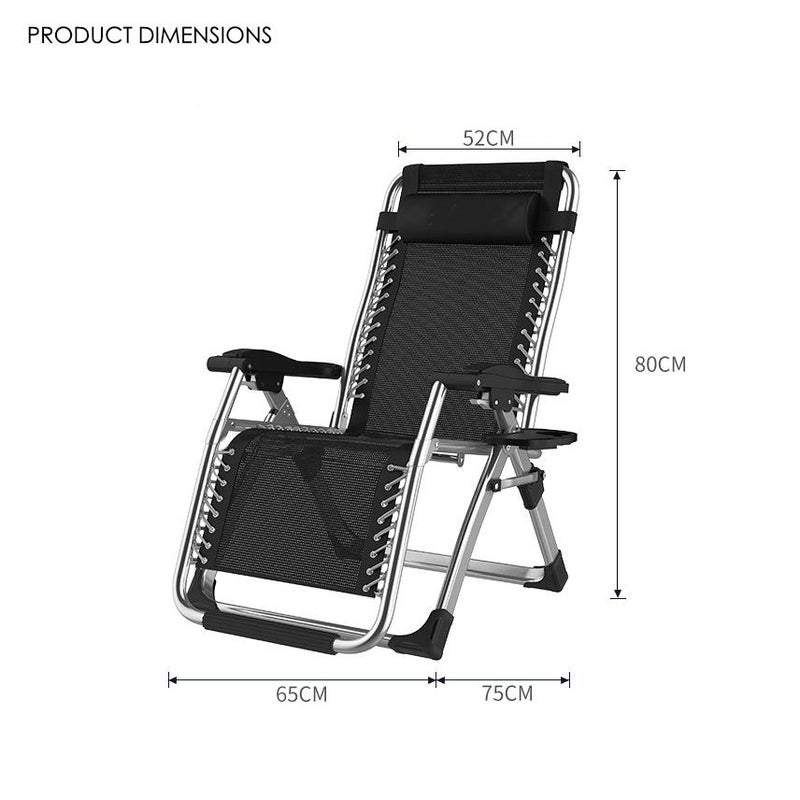 Outdoor Sun Lounger Recliner Adjustable Folding Silver
