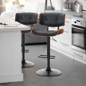 SERENITà Swivel Bar Stool Counter Height Black Faux Leather