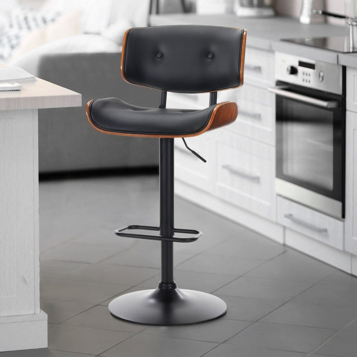 SERENITà Swivel Bar Stool Counter Height Black Faux Leather