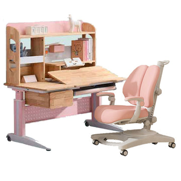 Keezi Height Adjustable Kids Study Desk and Chair Set Pink