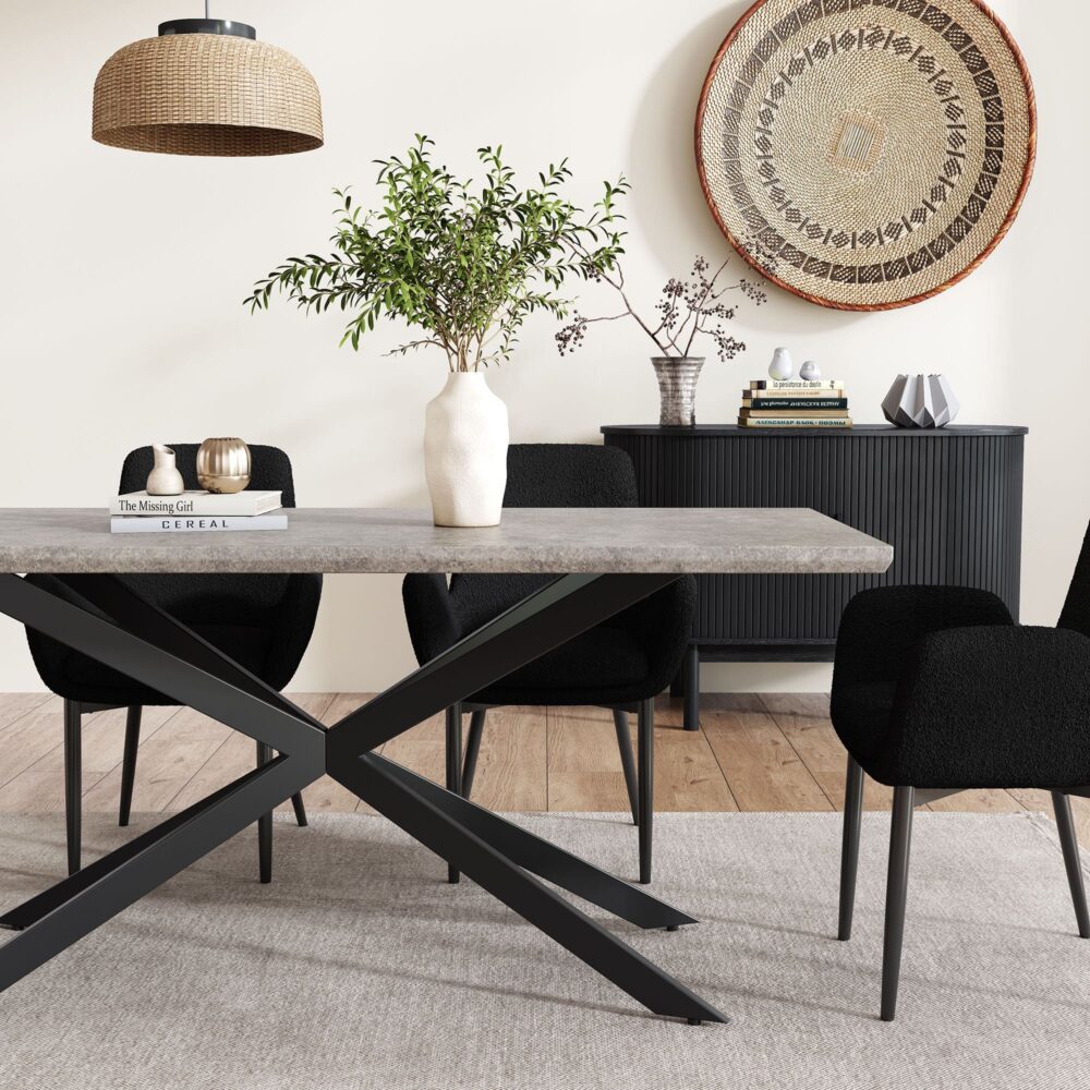Falcon Rectangular Marble-Effect Dining Table 170cm Modern