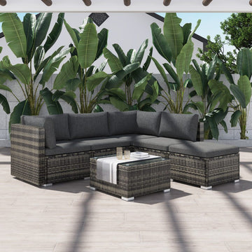Ottoman-Style Modular Outdoor Lounge Set Grey