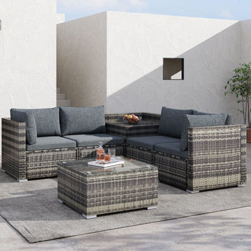 Modular Outdoor Sofa Set 6 Piece Grey Coogee