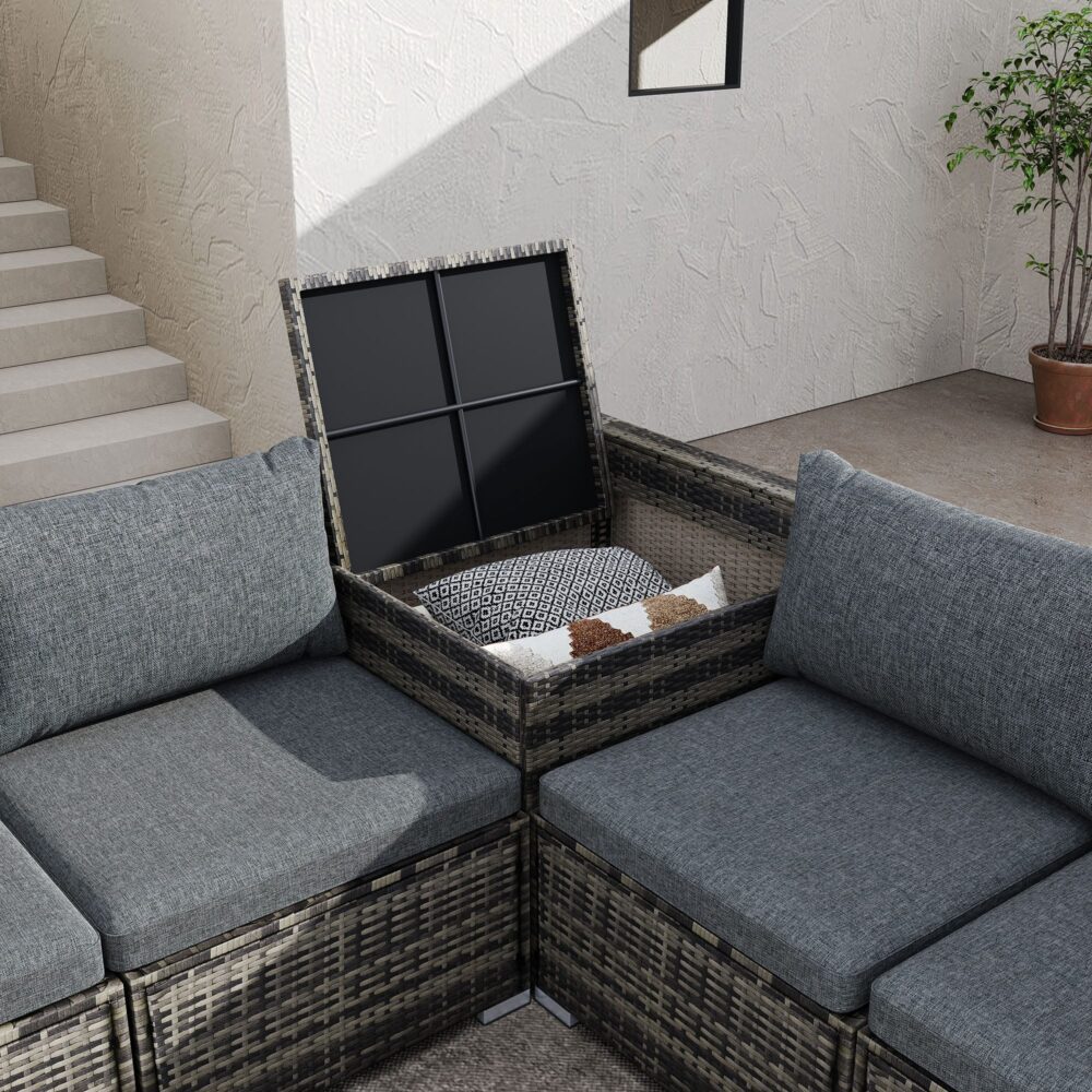 8-Piece Modular Outdoor Lounge Set UV Water Resistant Lizard Grey