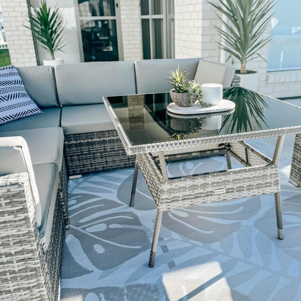 Grey Modular Outdoor Dining Set Seats 8