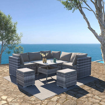 Grey Modular Outdoor Dining Set Seats 8