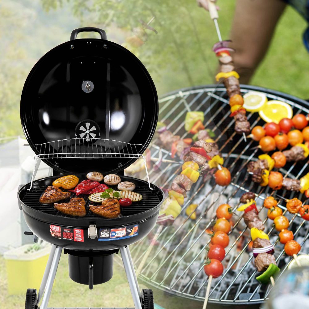 Portable Charcoal BBQ Smoker Grill 56cm Outdoor Camping