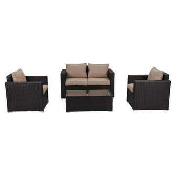 Harmony Haven Outdoor Wicker Sofa Set 5-Piece Brown Rattan