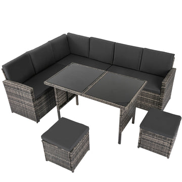 Ella Modular Outdoor Sectional Set 8 Seater Dark Grey