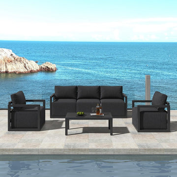 Aluminium Deep-Seated Outdoor Lounge Set 5-Seater White