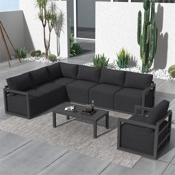 Alfresco Outdoor Lounge Set 7-Seater Aluminium White
