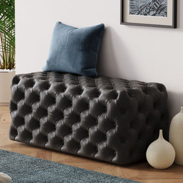 Leathaire Ottoman Rectangular Black