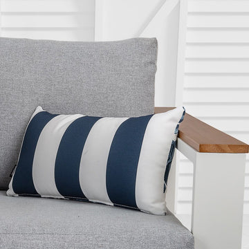 Outdoor Bicolour Lumbar Cushion Pillow Double Sided 40x20cm