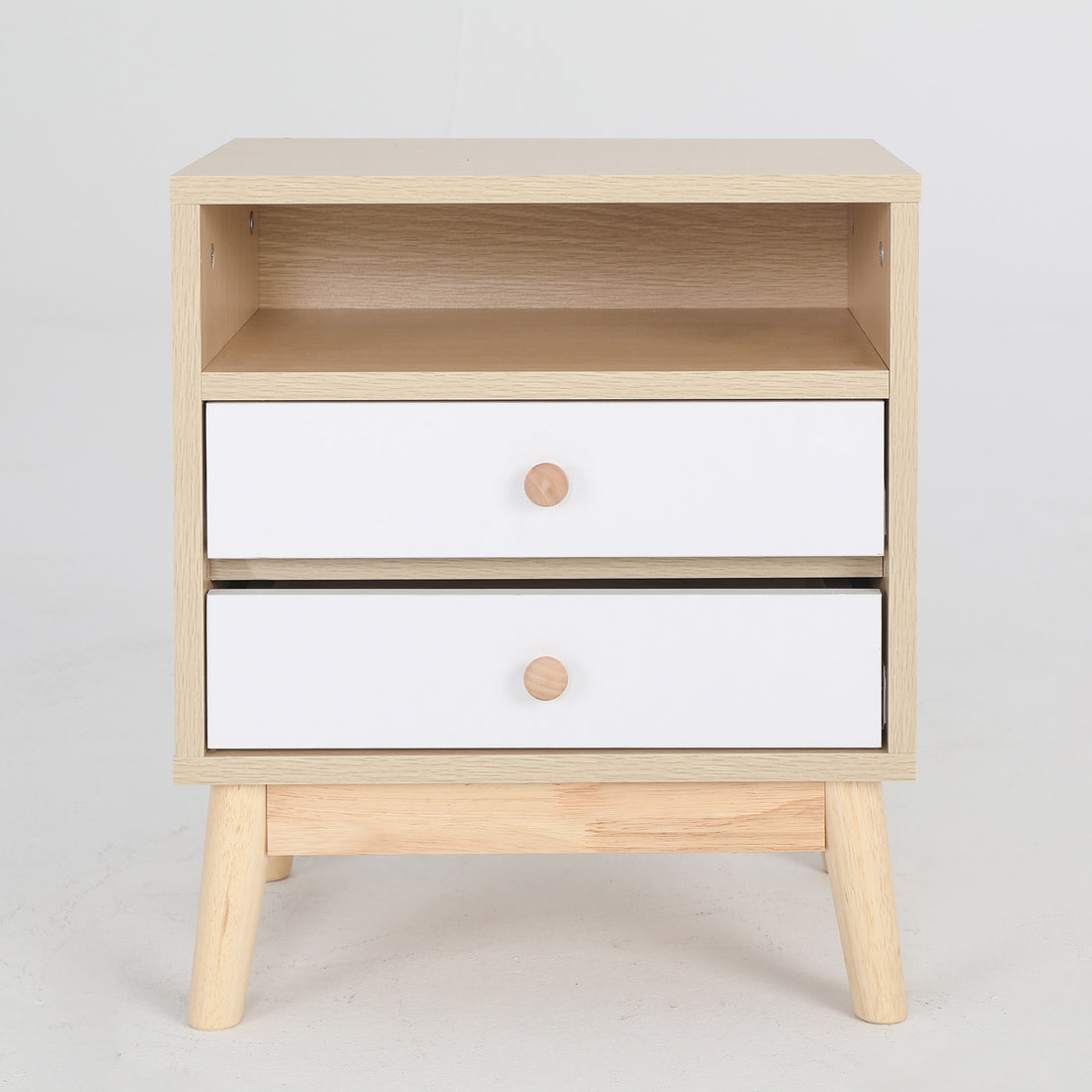La Bella Bedside Tables Set of 2 Nightstand 2 Drawers Oak
