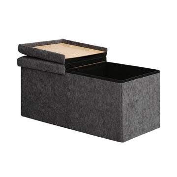 La Bella Foldable Storage Ottoman Flip-Lid Side Table Black