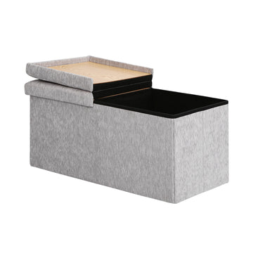 La Bella Foldable Storage Ottoman Flip-Lid Side Table Grey