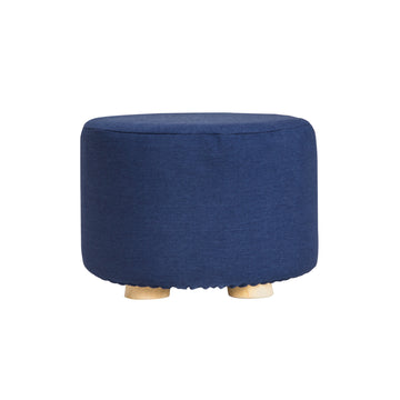 La Bella Round Fabric Ottoman Footstool with Wooden Legs 30cm