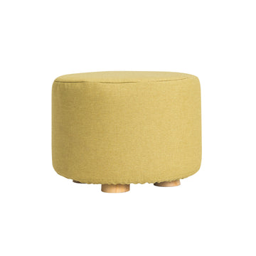La Bella Round Fabric Ottoman Footstool with Wooden Legs 30cm