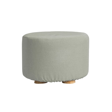 La Bella Round Ottoman Stool with Faux Linen Fabric Grey