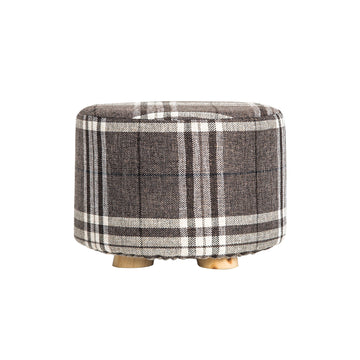 La Bella Round Ottoman Stool with Faux Linen Fabric Lattice