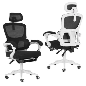 Veltra Ergonomic Reclining Office Chair with Footrest and Lumbar Support Black