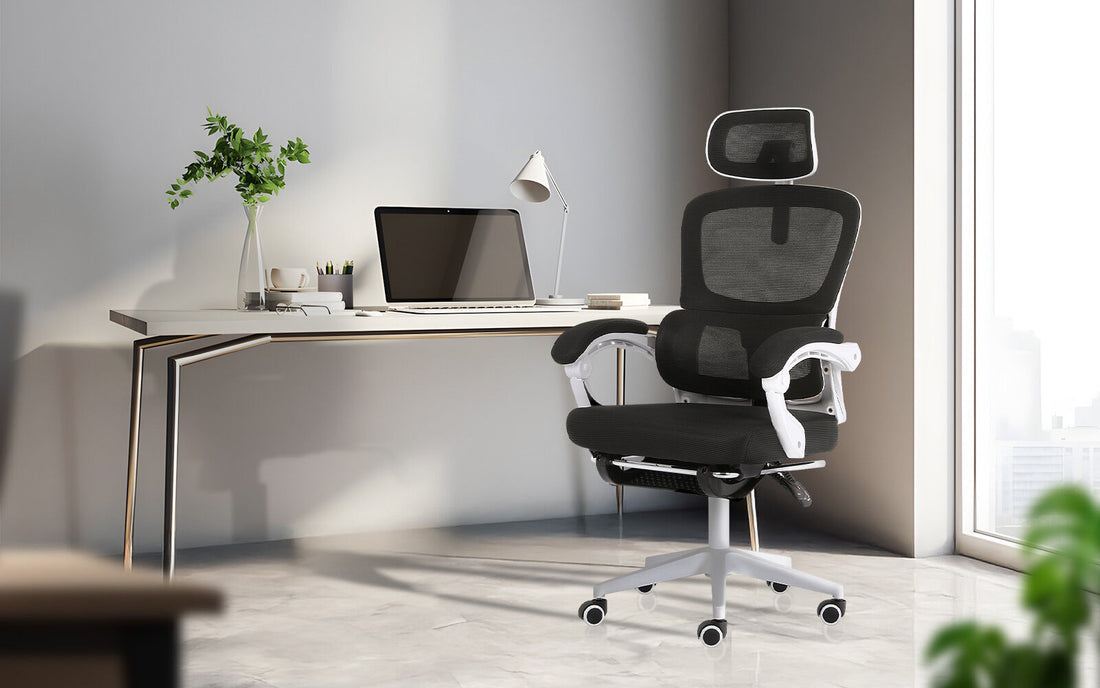 Veltra Ergonomic Reclining Office Chair with Footrest and Lumbar Support Black