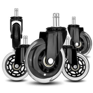 La Bella Rollerblade Style Office Chair Casters 3 Inch 5 Pack Black