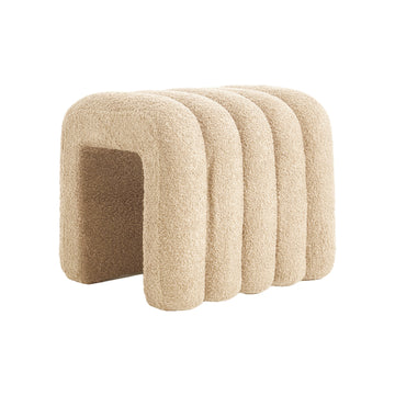 La Bella Arch Ottoman Footrest Teddy Fleece Stool 45cm Beige