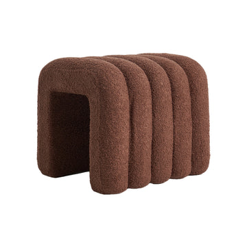 La Bella Arch Ottoman Footrest Teddy Fleece Stool 45cm Brown