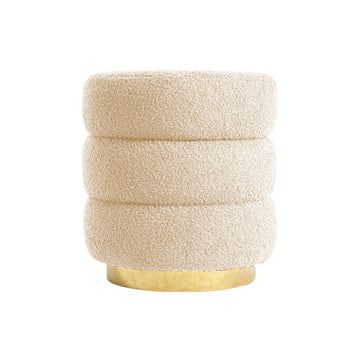 La Bella Beige Teddy Fleece Ottoman with Gold Base 38cm