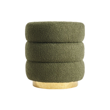 La Bella Green Teddy Fleece Ottoman with Gold Base 38cm
