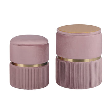 La Bella Storage Ottoman Flip-Over Lid Side Table Dusty Pink