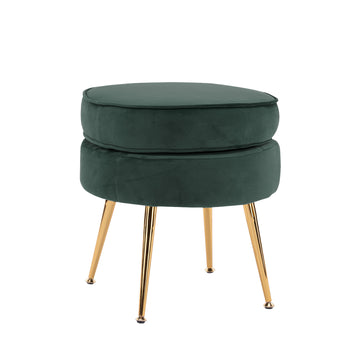La Bella Velvet Ottoman Footstool With Gold Metal Legs Green
