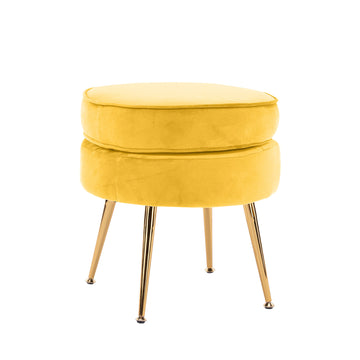 La Bella Velvet Ottoman Footstool Round Yellow