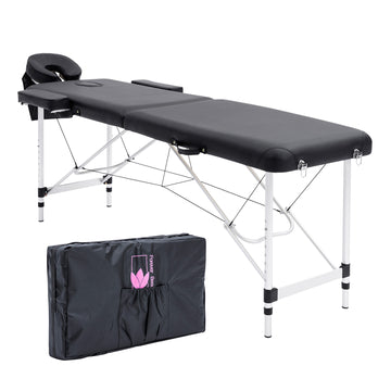 Forever Beauty Aluminium Massage Table 2 Fold Height Adjustable 68-89cm Black