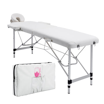 Forever Beauty Aluminium Massage Table 2 Fold Height Adjustable 68-89cm White