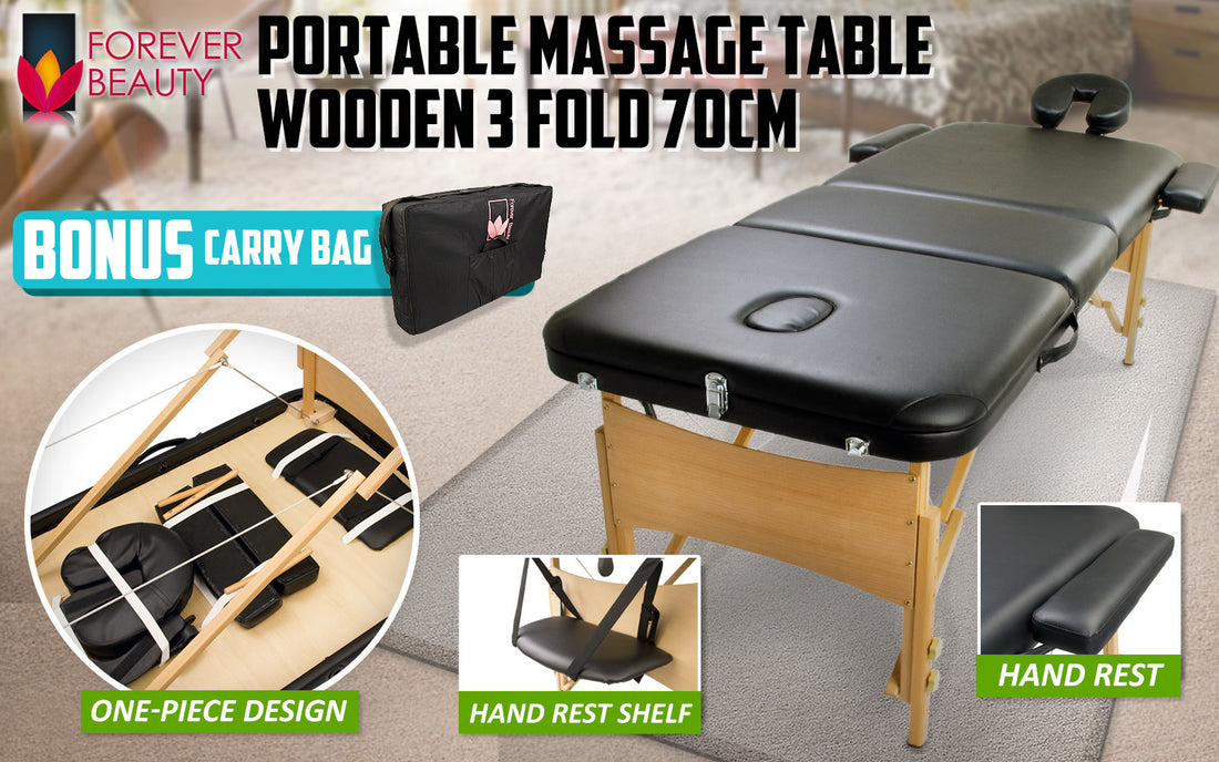 Forever Beauty Portable Massage Table Height Adjustable 63-84cm Black